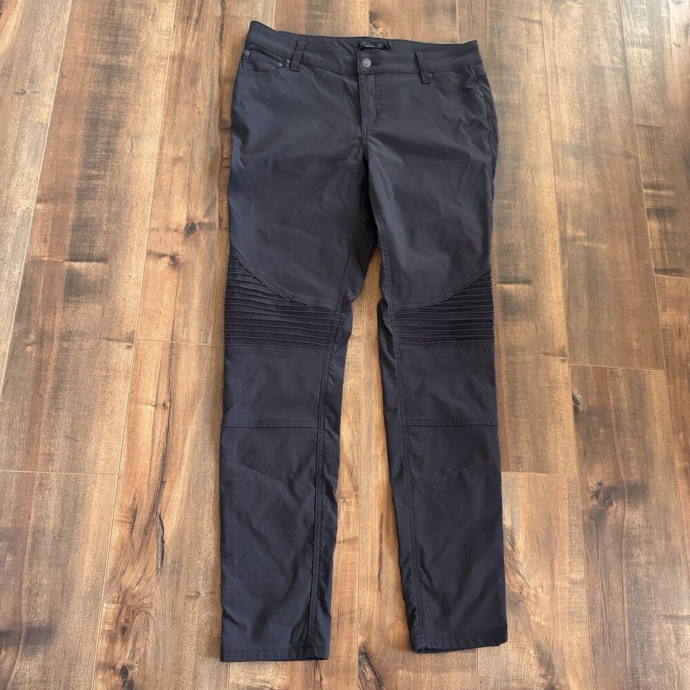 prAna Brenna Moto Skinny Pants Size 12 Grey Hiking Climbing Tech Stretch Travel